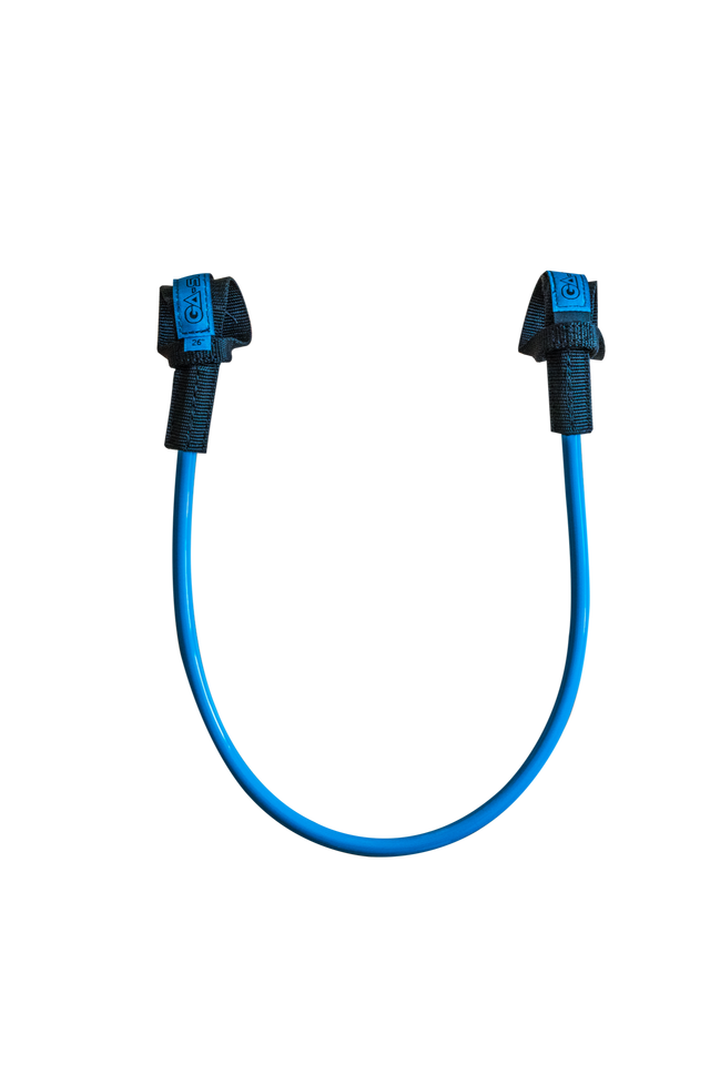 GA Fixed Harness Lines 2026 Kiteboard Leinen blau mit schwarzen Befestigungen, Frontalansicht