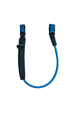 GA Quick Adjustable Harness lines 2026 blau mit schwarzen Griffen, Trapezgurt-Verbindungsleine, Frontalansicht