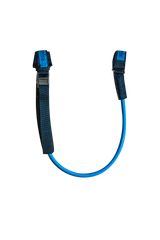 GA RACE Adjustable Harness lines 2026, blau-schwarze Trapezleinen mit verstellbaren Verbindungsstücken, Frontansicht