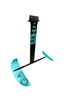 GA Foil ALU Windsurf Set Hybrid 90 2026 mit türkisen Folien und schwarzem Mast, Draufsicht