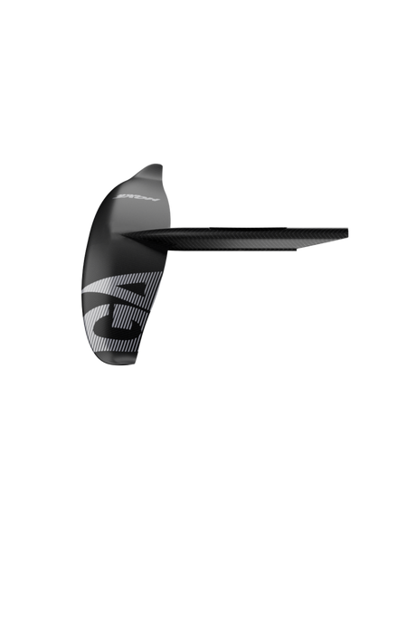 GA 2026 Foil Front Wing MOVE, schwarz, Seitenansicht mit geschwungener Flügelform und Holm
