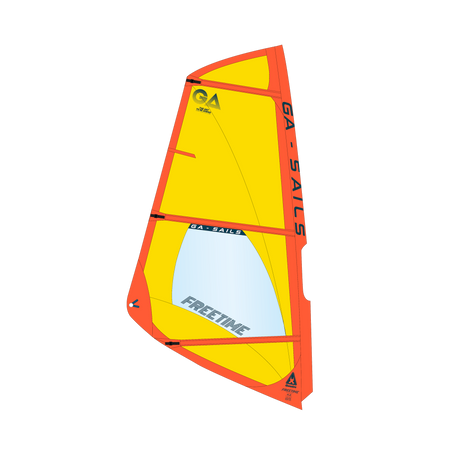 GA-Sails Freetime Complete Rig 2026 Windsegel gelb-rot mit weißem Fenster, Frontansicht