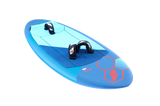 Tabou 2026 Tiny HD Kiteboard in Blau mit roten Grafiken, Draufsicht