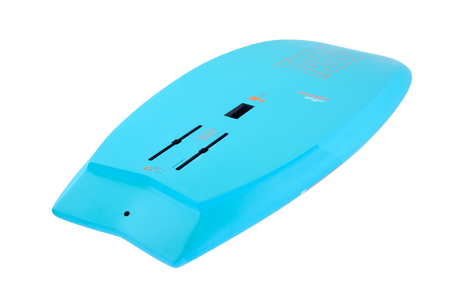 Tabou 2026 Pocket Wing Foil MTE hellblaues Wingfoil Board mit schwarzen Finnen Slots, Draufsicht