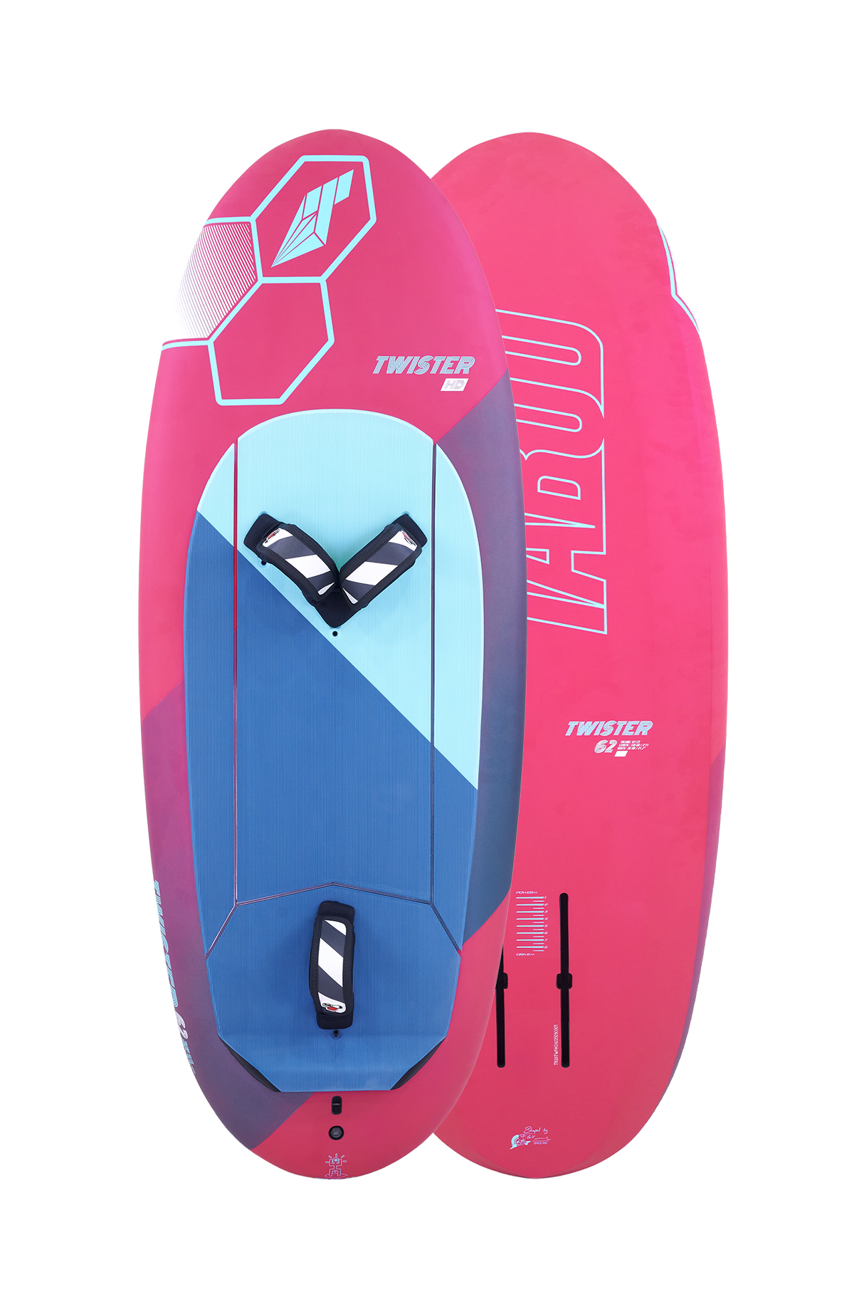 Tabou Twister 2026 Wing Foil Board in Pink und Blau, Draufsicht, mit ergonomischem Design und Flügelstruktur