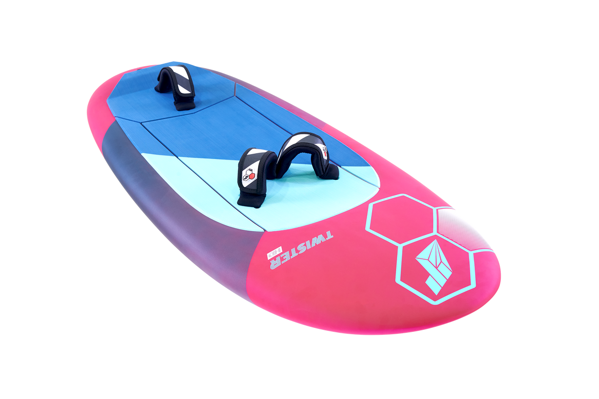 Tabou 2026 Twister Wing Foil in Blau, Pink und Violett mit zwei schwarzen Griffen, Draufsicht