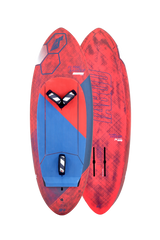 Tabou 2026 Flying Saucer TEAM Kite, rot mit blauem Design, Draufsicht auf das ovale Kiteboard mit strukturiertem Muster