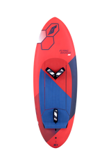 Tabou 2026 Flying Saucer TEAM Freestyle-Board, rot-blau, Draufsicht auf ovales Wakeboard mit Griffen und Designelementen