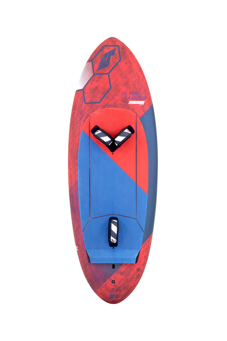 Tabou 2026 Flying Saucer TEAM Kiteboard rot blau Draufsicht mit Griffen und Finne