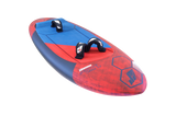 Tabou 2026 Flying Saucer TEAM Kiteboard in Rot und Blau mit zwei schwarzen Griffen, Draufsicht