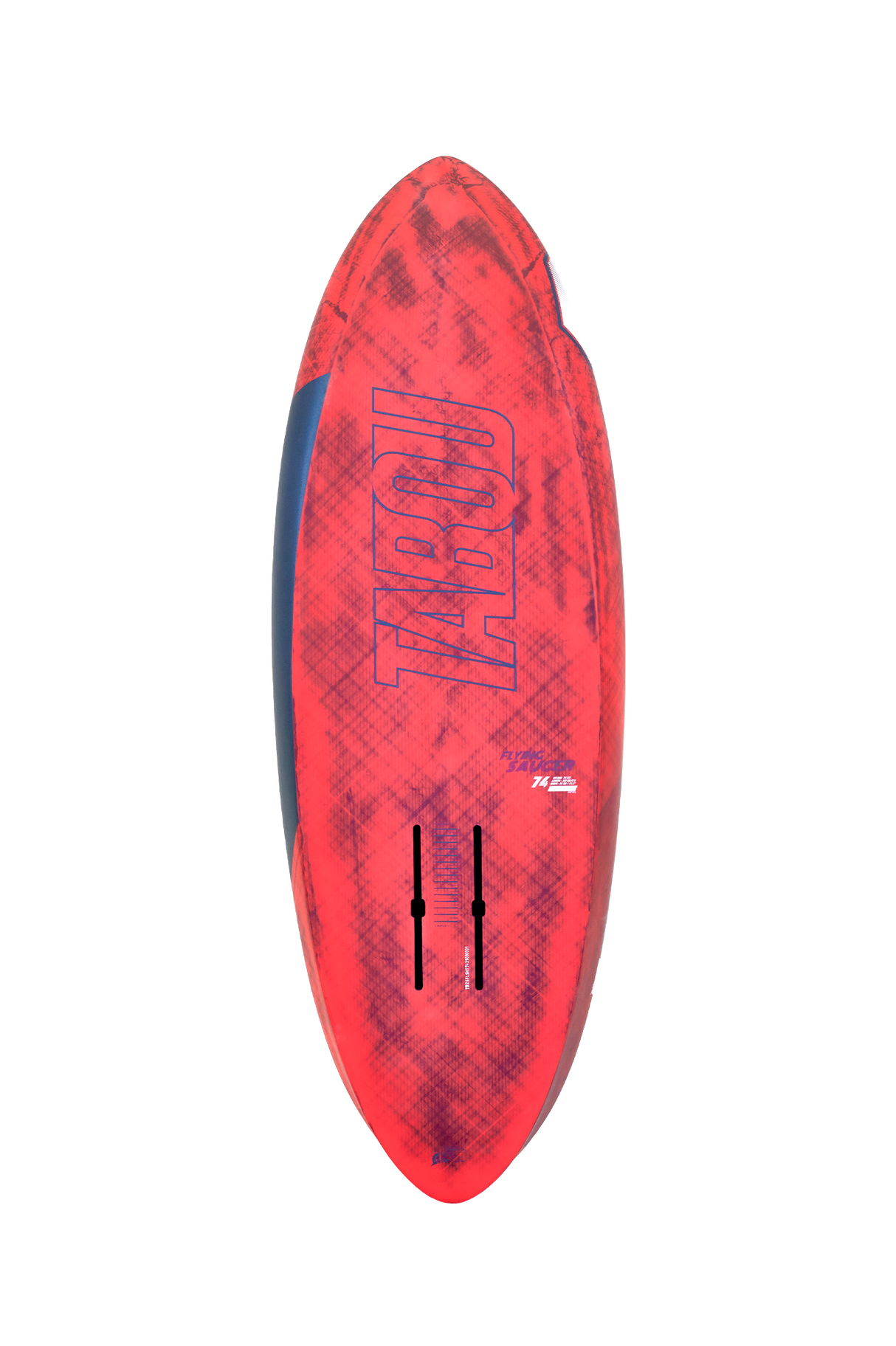 Tabou 2026 Flying Saucer TEAM Waveboard rot mit blauem Streifen, Draufsicht
