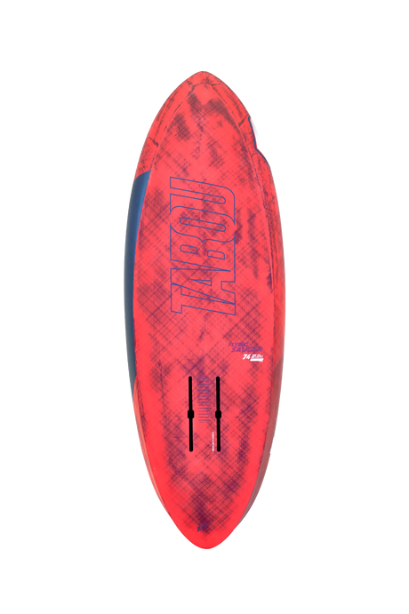 Tabou 2026 Flying Saucer TEAM Waveboard rot mit blauem Streifen, Draufsicht