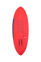 Tabou 2026 Flying Saucer TEAM Windsurfboard rot mit blauem Seitenstreifen, Draufsicht