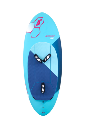 Tabou Rocket Wing MTE 2026 Wingfoil-Board in Hellblau und Dunkelblau, Draufsicht, mit Pink-accenten und Flügel-Logo
