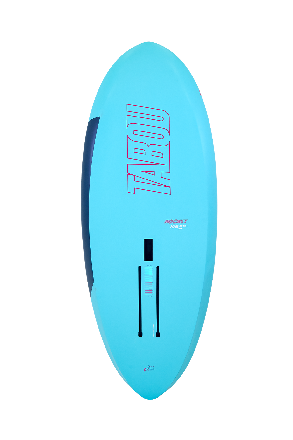 Tabou Rocket Wing MTE 2026 Wingfoil Board in Hellblau mit Finne, Draufsicht