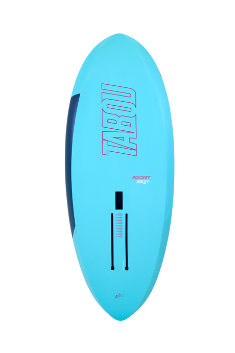 Tabou Rocket Wing MTE 2026 Wingfoil Board in Hellblau mit Finne, Draufsicht