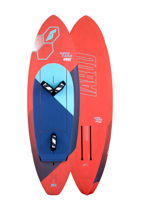 Tabou 2026 Super Yaka TEAM Wakeboards, rot und blau, Doppelansicht Ober- und Unterseite