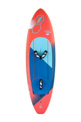 Tabou 2026 Super Yaka TEAM Wakeboard rot blau Draufsicht mit Bindungen und Griffzone