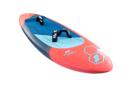 Tabou Super Yaka 2026 Freestyle-Wakeboard in Rot und Blau mit zwei Bindungen, Draufsicht