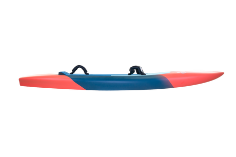 Tabou Super Yaka 2026 Waveboard mit blauem Rumpf und roten Flügeln, Seitenansicht