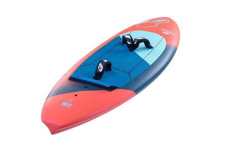 Tabou Super Yaka 2026 Wave Board in Rot-Blau mit Griffmulden, Draufsicht