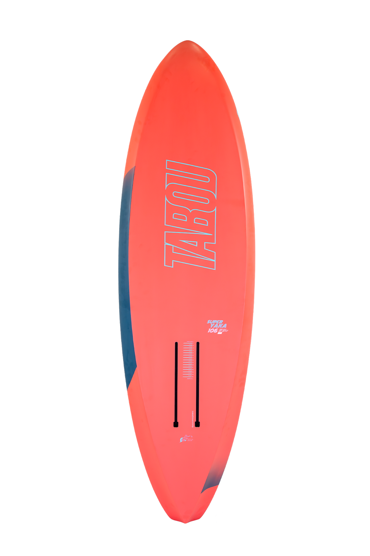 Tabou 2026 Super Yaka TEAM Waveboard rot mit dunklem Seitenstreifen, Draufsicht