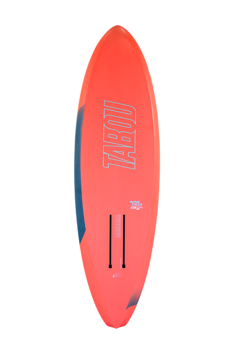 Tabou 2026 Super Yaka TEAM Waveboard rot mit dunklem Seitenstreifen, Draufsicht