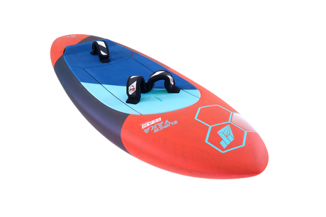 Tabou 2026 Super Yaka TEAM Kiteboard rot blau mit drei schwarzen Griffen, Draufsicht