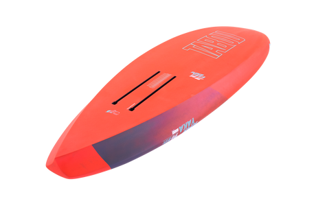 Tabou 2026 Super Yaka TEAM Waveboard in Rot-Orange mit dunkelblauem Übergang, Draufsicht