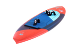 Tabou 2026 Super Yaka TEAM Kiteboard rot blau mit Finnen, Draufsicht