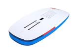Tabou 2026 Zeppelin MTE Kiteboard mit weißer Oberseite, blauem Rails und roten Akzenten, Aufsicht