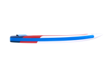 Tabou 2026 Zeppelin MTE Windsurfboard in Blau und Rot, Seitenansicht