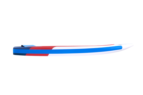 Tabou 2026 Zeppelin MTE Windsurfboard in Blau und Rot, Seitenansicht