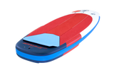 Tabou 2026 Zeppelin MTE Kite in Rot und Blau, Draufsicht auf das aufgeblasene Kiteboard mit rotem Tuch und blauem Rahmen