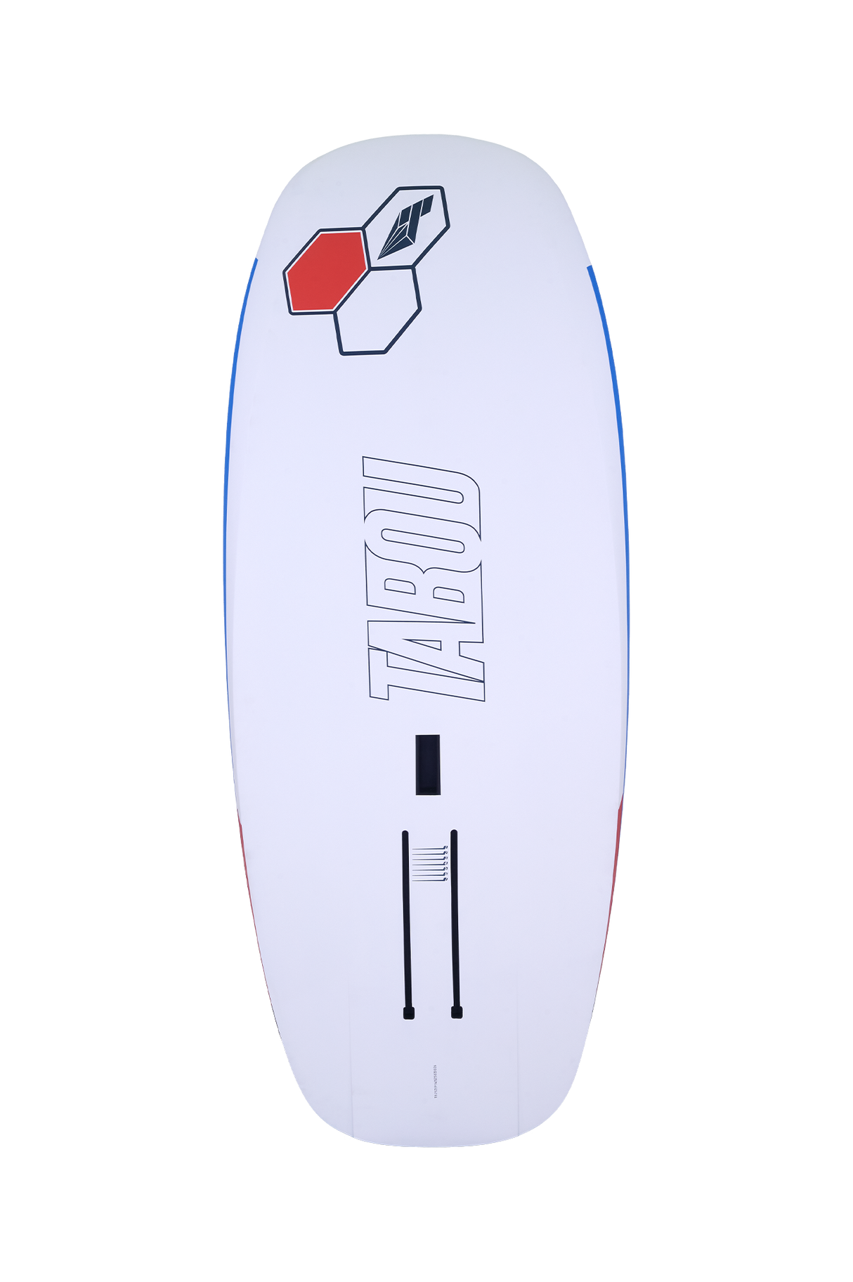 Tabou 2026 Zeppelin MTE Wakesurf-Board in Hellblau mit rotem Logo, Draufsicht