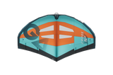 GA-Wing 2026 CROSS Kitewing in Türkis und Orange, Draufsicht auf Textilflügel mit Kreuzstreben und schwarzem Rahmen