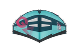 GA-Wing 2026 CROSS Kite in Türkis mit Pink, Draufsicht, Kitesegel mit schwarzen Streben und Logo