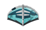 GA-Wing 2026 CROSS Kite, Türkis und Dunkelblau, Draufsicht mit sichtbarem Fenster und Struts