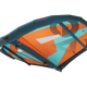 GA-Wing 2026 CROSS LW Kite, orange-blau Farbdesign, Draufsicht auf das aufgeblasene Kitesegel mit strukturiertem Material