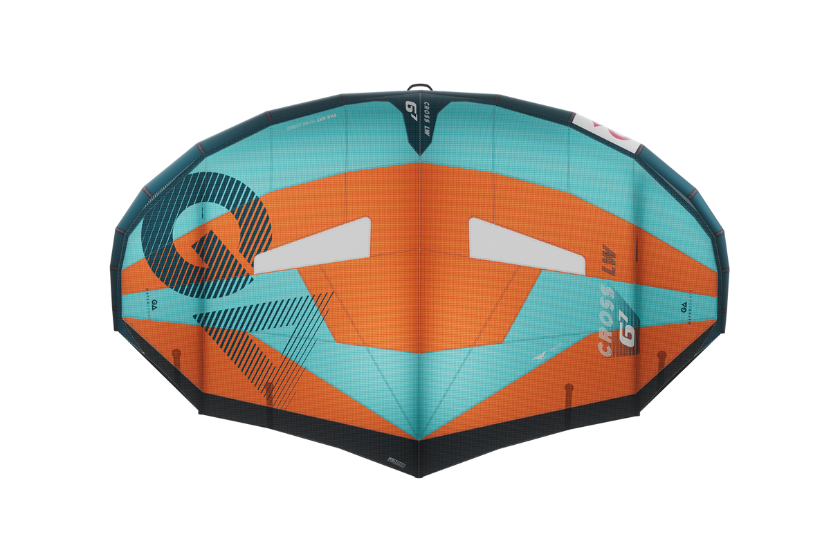 GA-Wing 2026 CROSS LW Kitesegel türkis-orange mit schwarzem Rahmen, Draufsicht