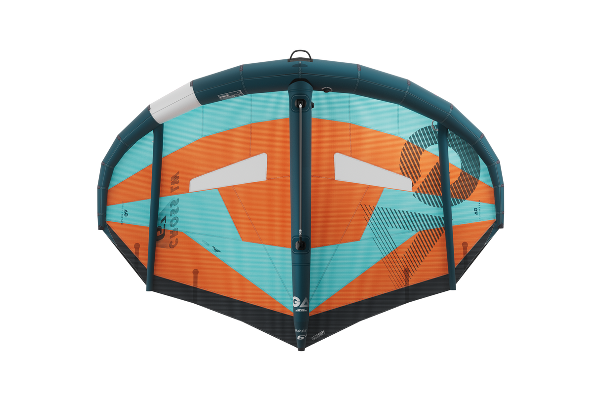 GA-Wing 2026 CROSS LW Kitewing in Orange-Türkis mit schwarzem Rahmen, Draufsicht