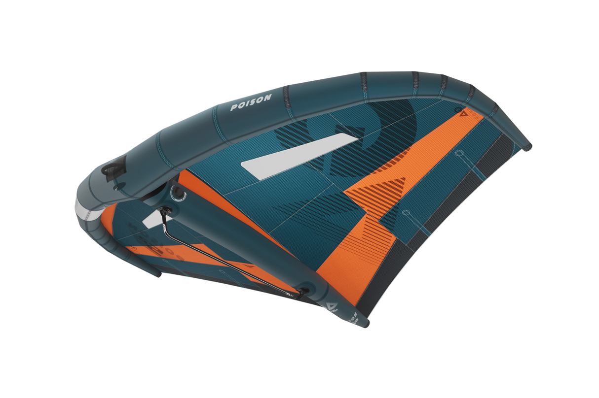 GA-Wing 2026 POISON Kitewing in Blau und Orange mit weißen Elementen, Draufsicht