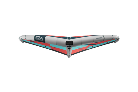 GA-Wing 2026 POISON Kite grau rot blau Frontansicht mit aufblasbaren Segeln und Rahmen