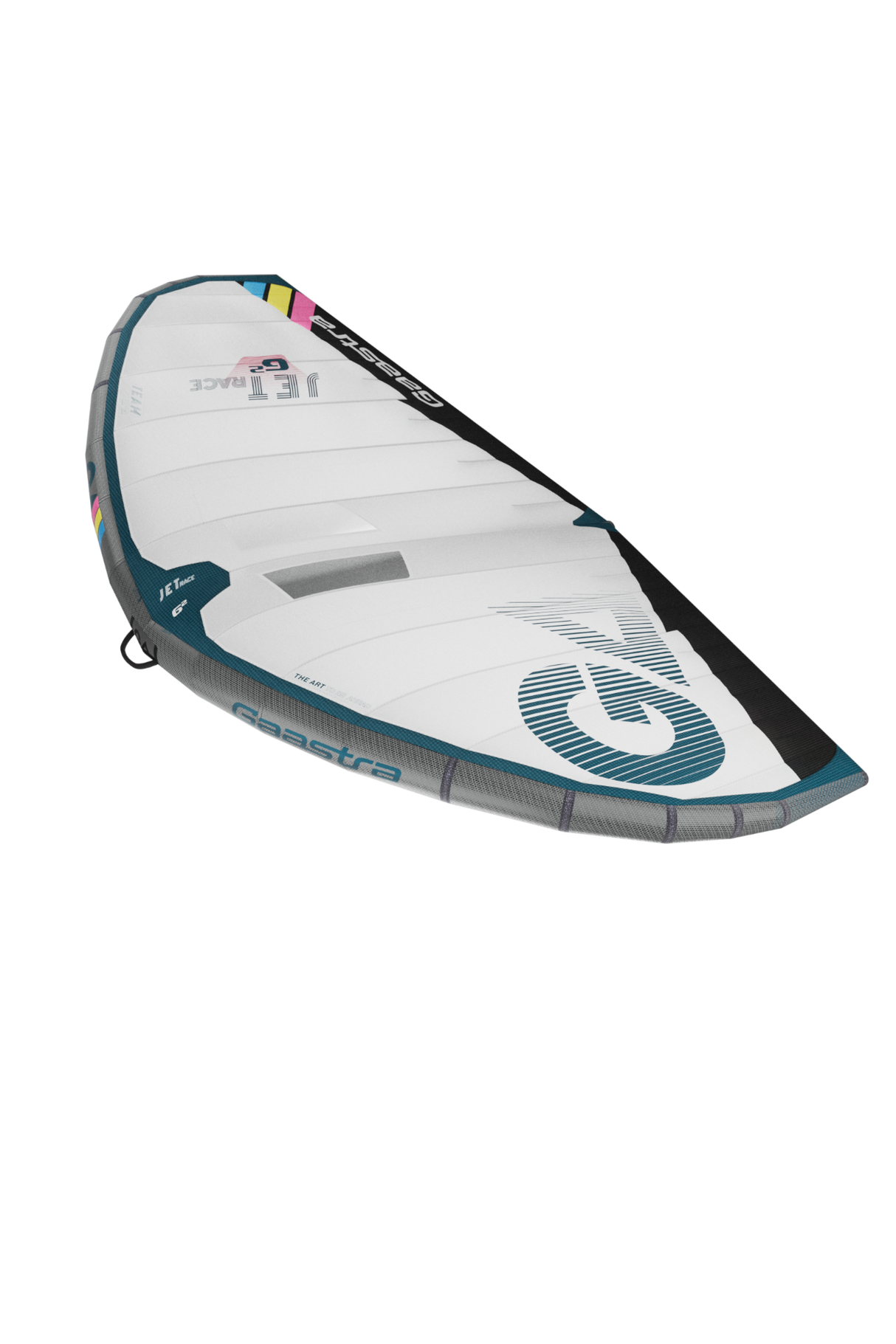 GA Wing JET TEAM 100 DP 2026 Kite, weiß-blau, Draufsicht, Kiteboarding-Ausrüstung