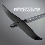 Patrik AEON Backwings Kitewing mit schwarzem Carbon-Gestell und grauen Segeln, Detailansicht der aerodynamischen Flügelkonstruktion