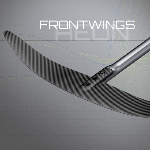 Patrik AEON Frontwings Hydrofoil mit Carbon-Konstruktion und grauem Aluminiumrohr, Detailansicht