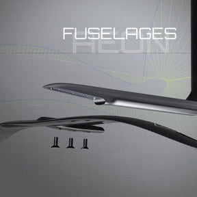 Patrik AEON Fuselages schwarze Kunststoff-Rohre mit Befestigungselementen, technische Produktansicht