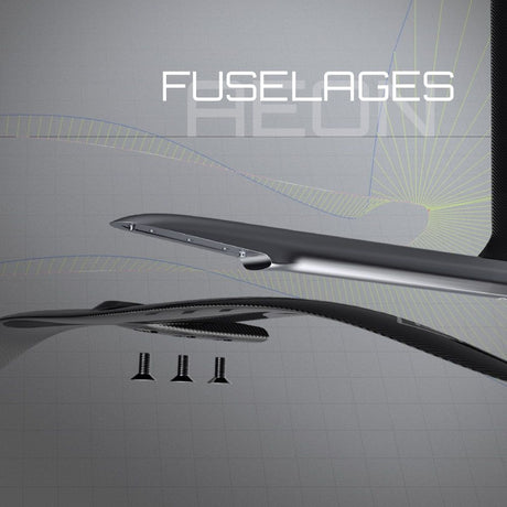 Patrik AEON Fuselages schwarze Kunststoff-Rohre mit Befestigungselementen, technische Produktansicht