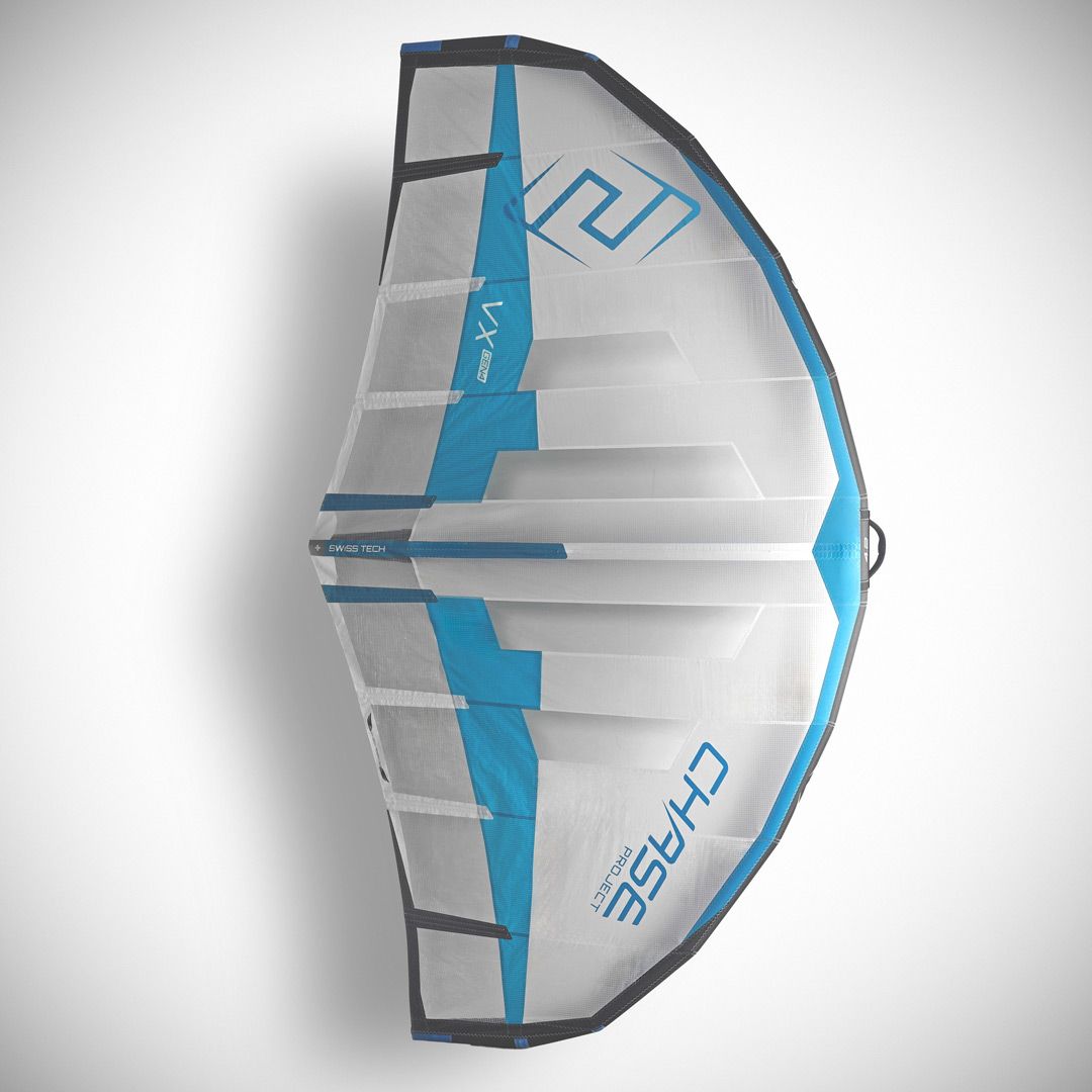 CHASE VX Gen4 Wing, Kitewing mit weißem und blauem Design, Seitenansicht