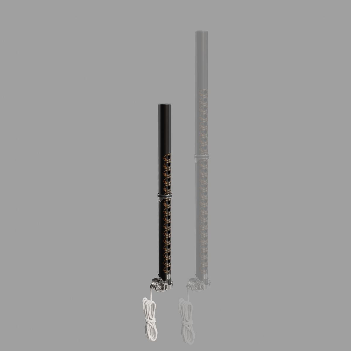 Patrik X-Tension Alu RDM Mast in Schwarz und Grau, Aluminium, mit RDM-Schacht, Frontansicht zweier Masten nebeneinander